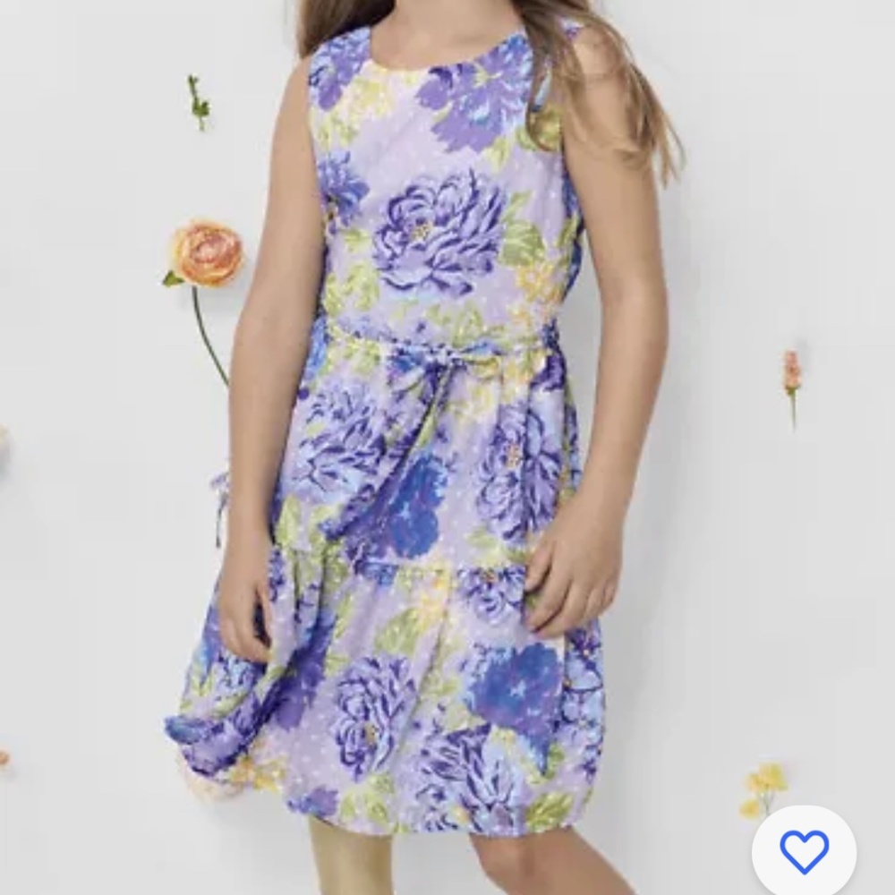 The Children’s Place Sleeveless Purple W/ Floral Dress W/ Lining Size 10 NEW